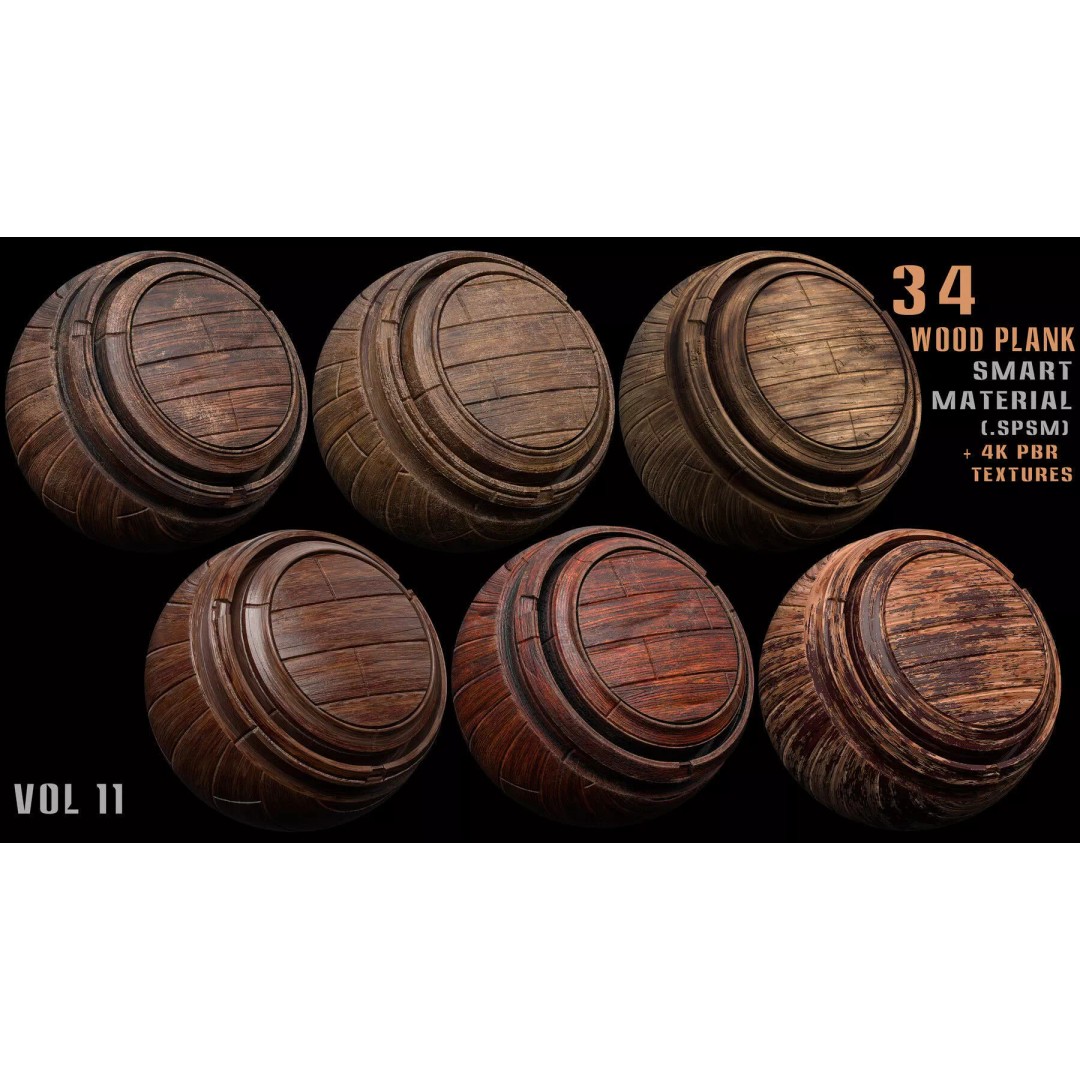 Wood Smart Materials Bundle 3D Model – 96 PBR Textures for Substance Painter - View 27