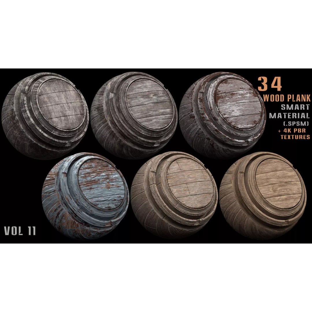 Wood Smart Materials Bundle 3D Model – 96 PBR Textures for Substance Painter - View 28