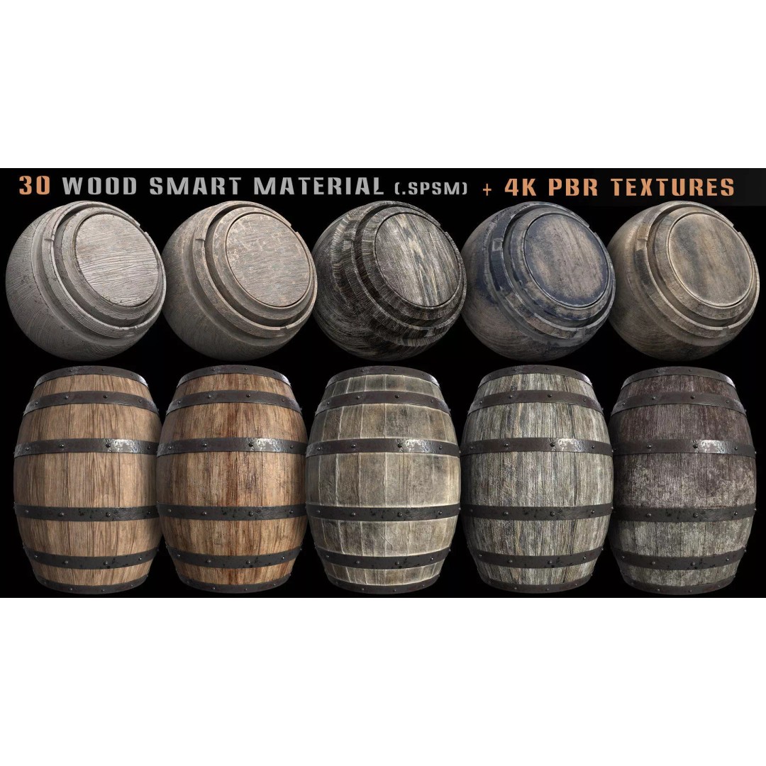 Wood Smart Materials Bundle 3D Model – 96 PBR Textures for Substance Painter - View 6
