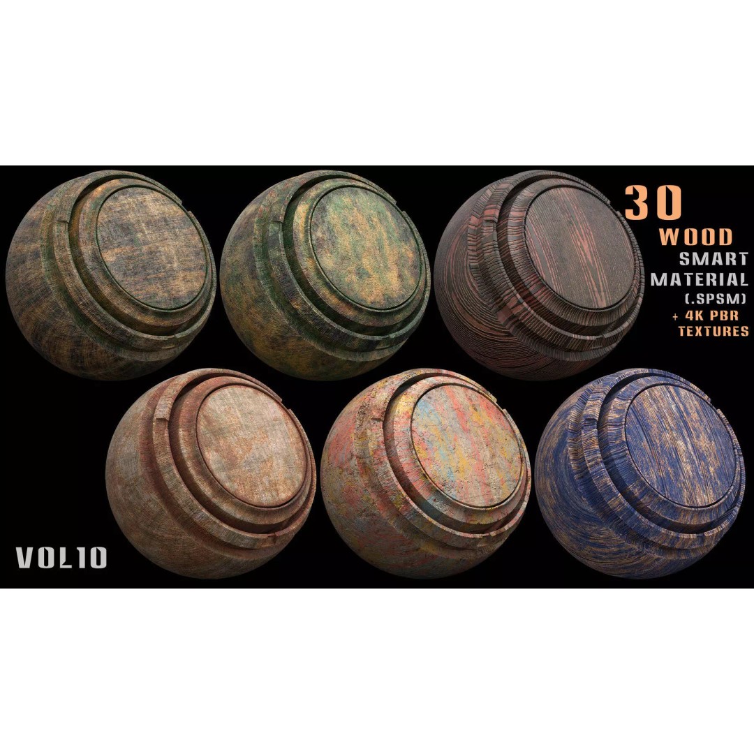 Wood Smart Materials Bundle 3D Model – 96 PBR Textures for Substance Painter - View 8