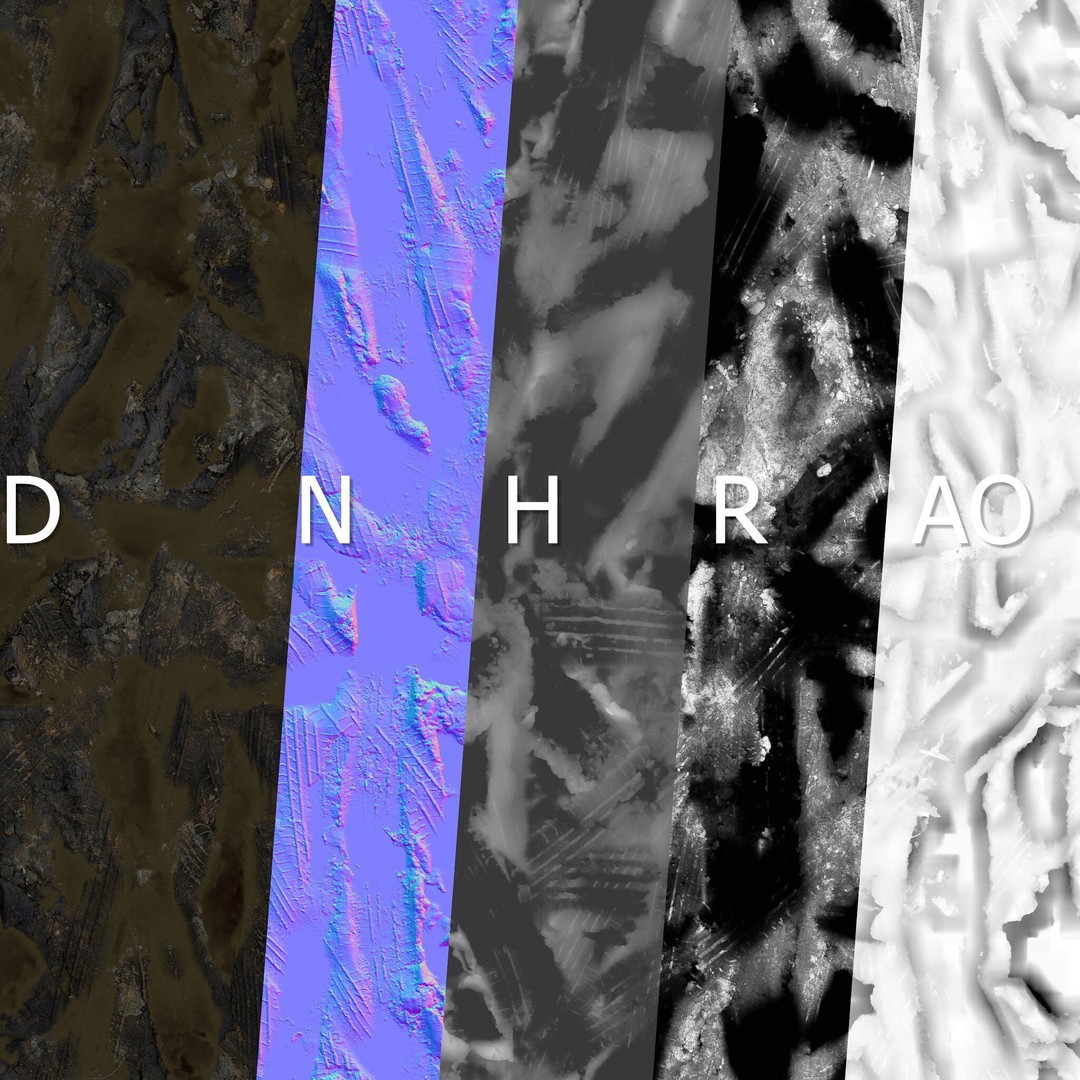 Wet Mud Puddle 3D Model – Seamless PBR Texture with Tire Tracks - View 15