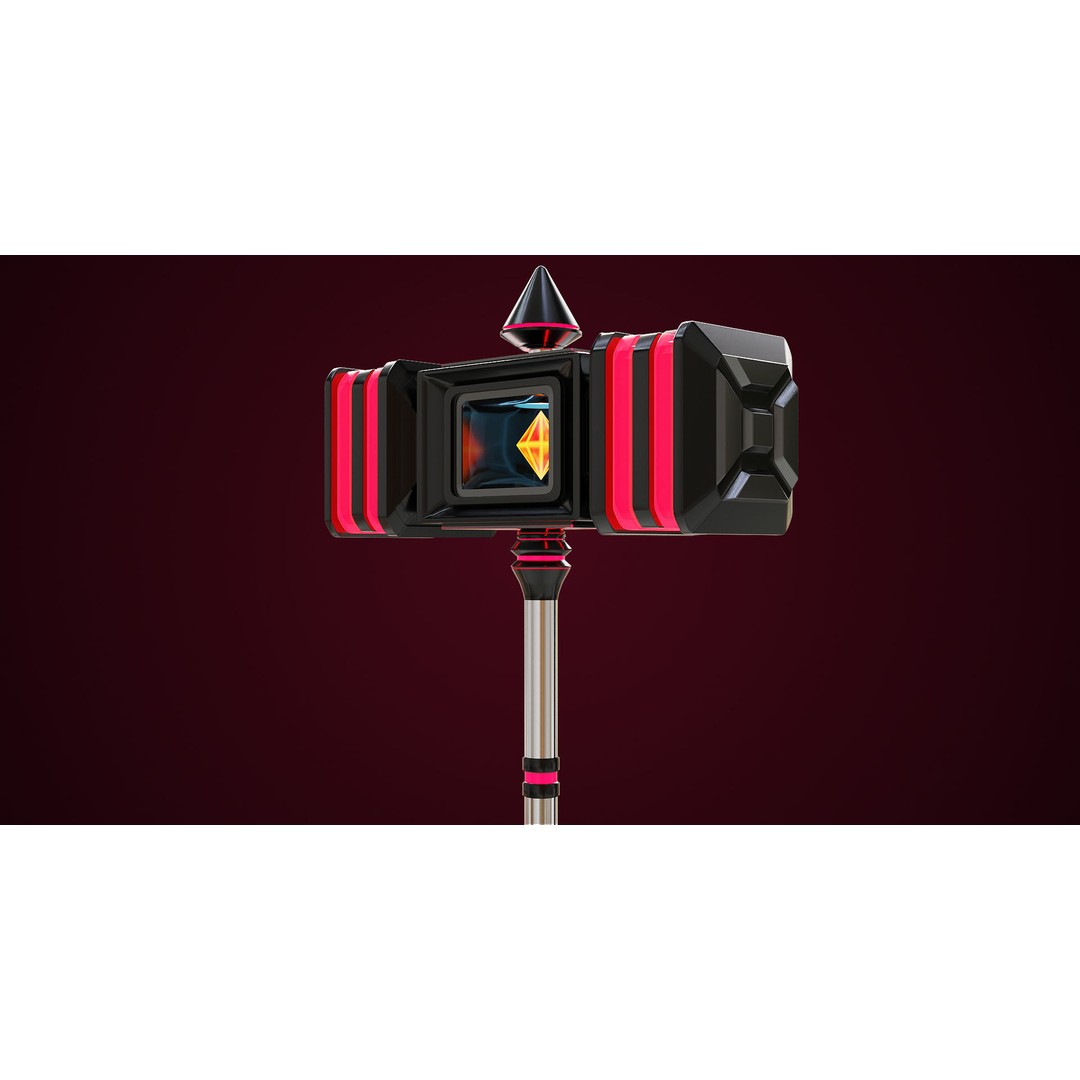 Sci-Fi Battle Hammer 3D Model – Low Poly Game Asset, PBR Textures - View 12