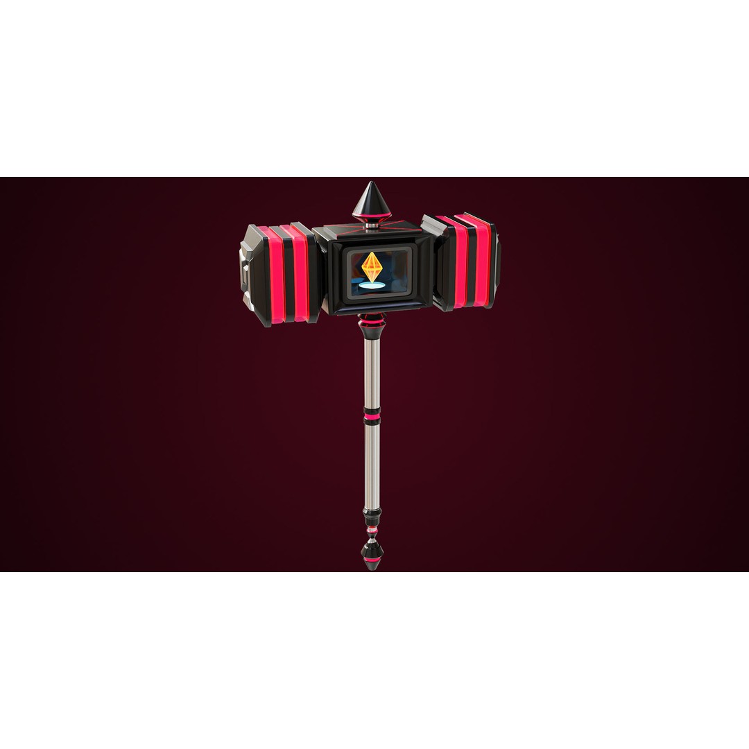 Sci-Fi Battle Hammer 3D Model – Low Poly Game Asset, PBR Textures - View 17
