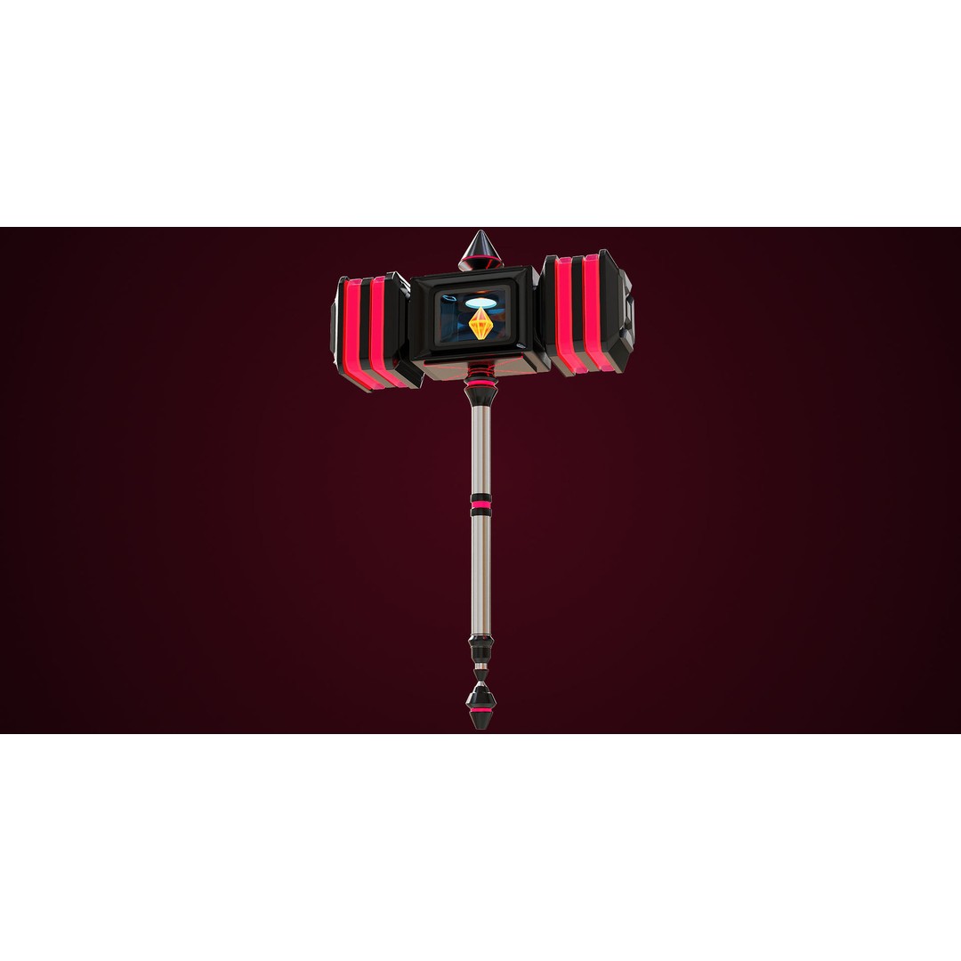 Sci-Fi Battle Hammer 3D Model – Low Poly Game Asset, PBR Textures - View 18