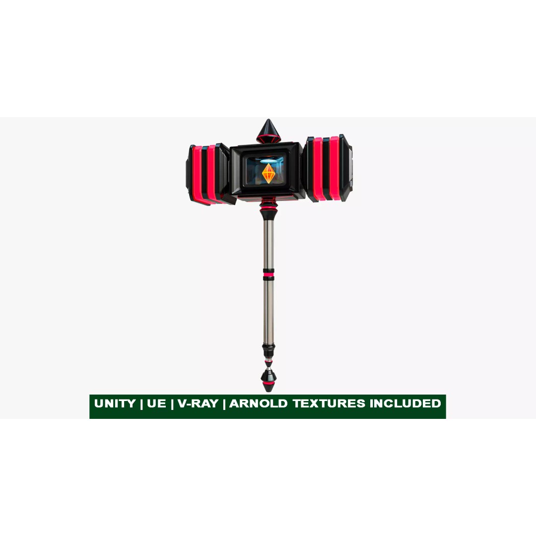 Sci-Fi Battle Hammer 3D Model – Low Poly Game Asset, PBR Textures - View 2