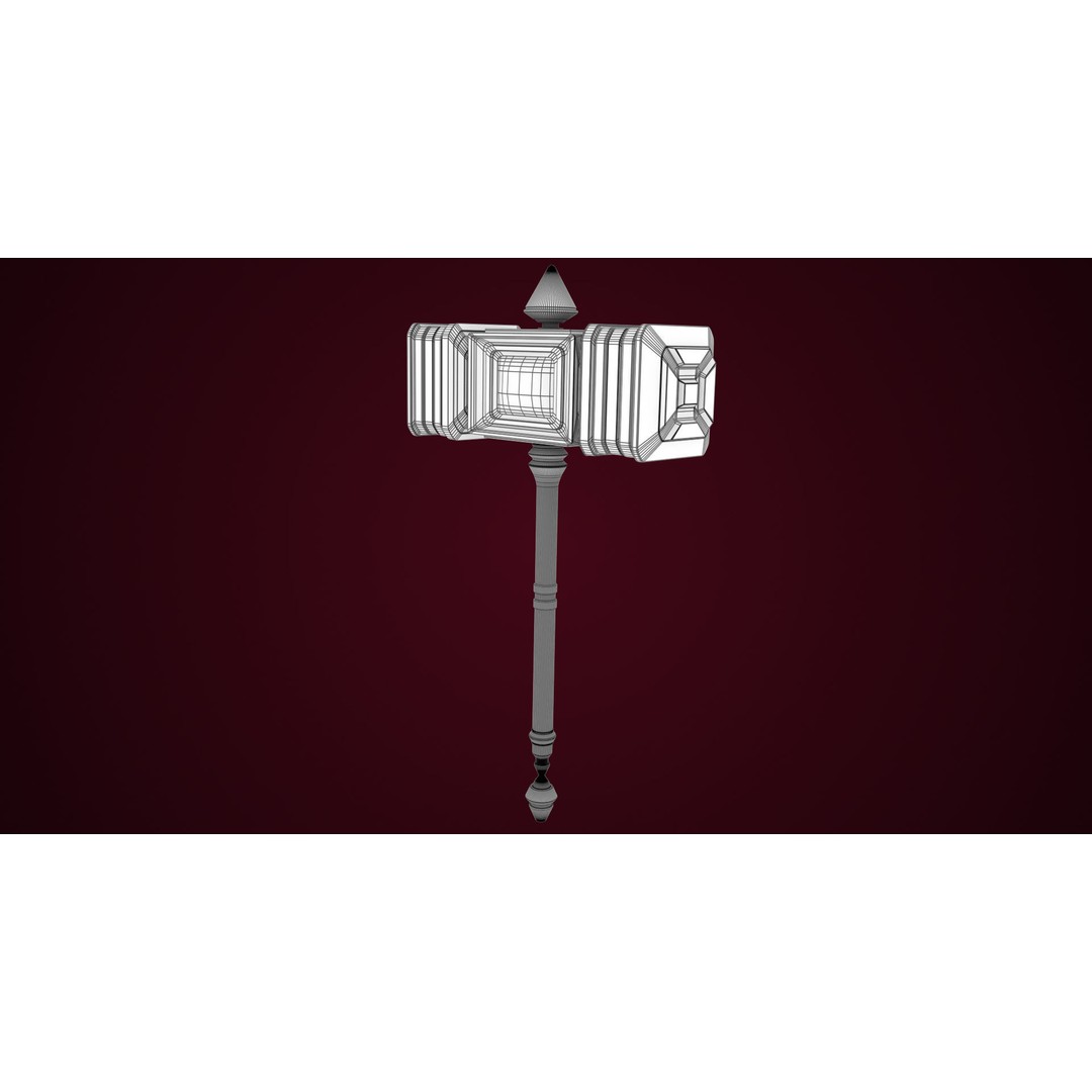 Sci-Fi Battle Hammer 3D Model – Low Poly Game Asset, PBR Textures - View 24