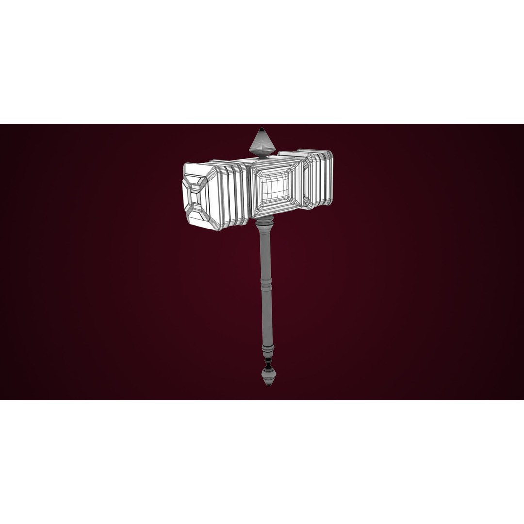 Sci-Fi Battle Hammer 3D Model – Low Poly Game Asset, PBR Textures - View 25
