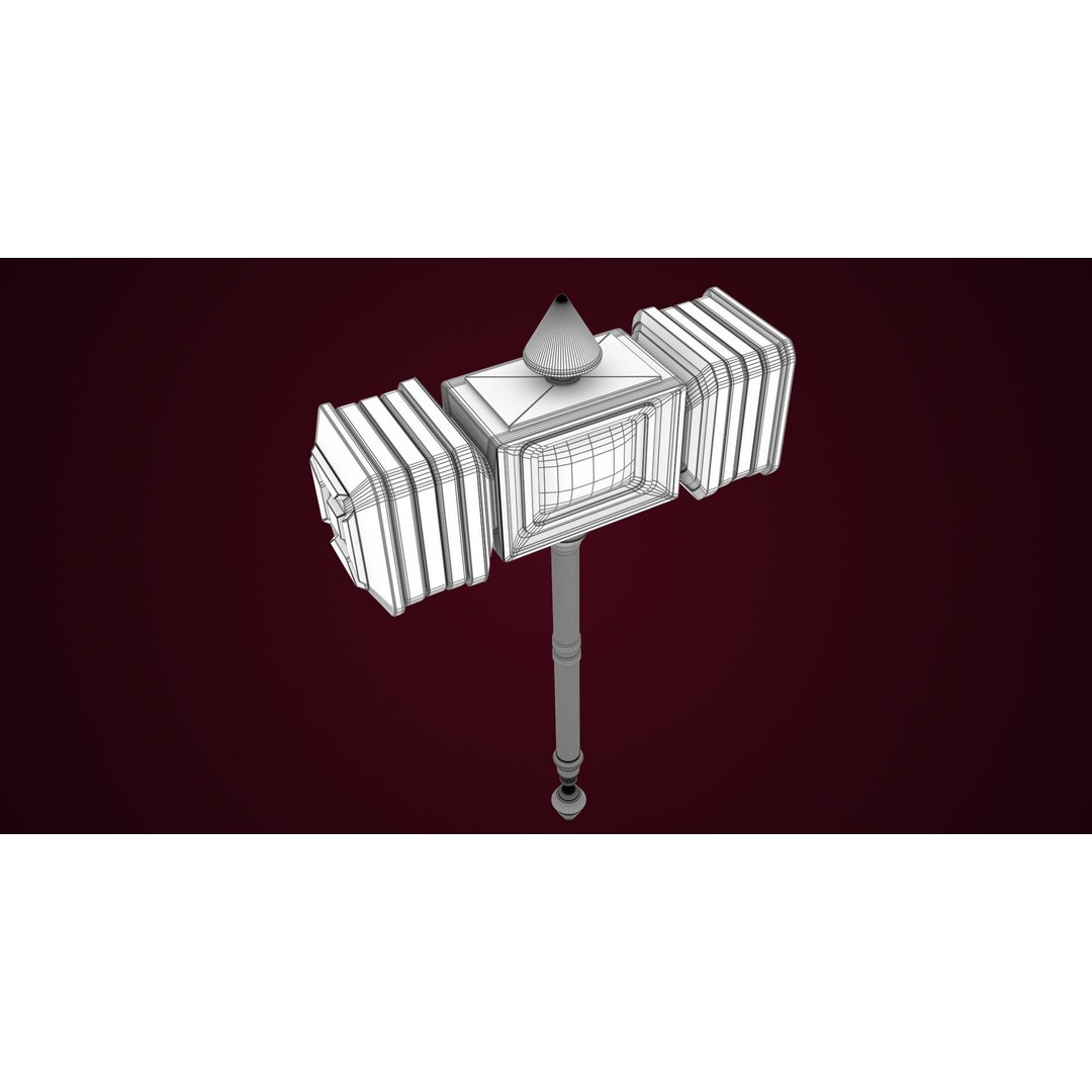 Sci-Fi Battle Hammer 3D Model – Low Poly Game Asset, PBR Textures - View 26