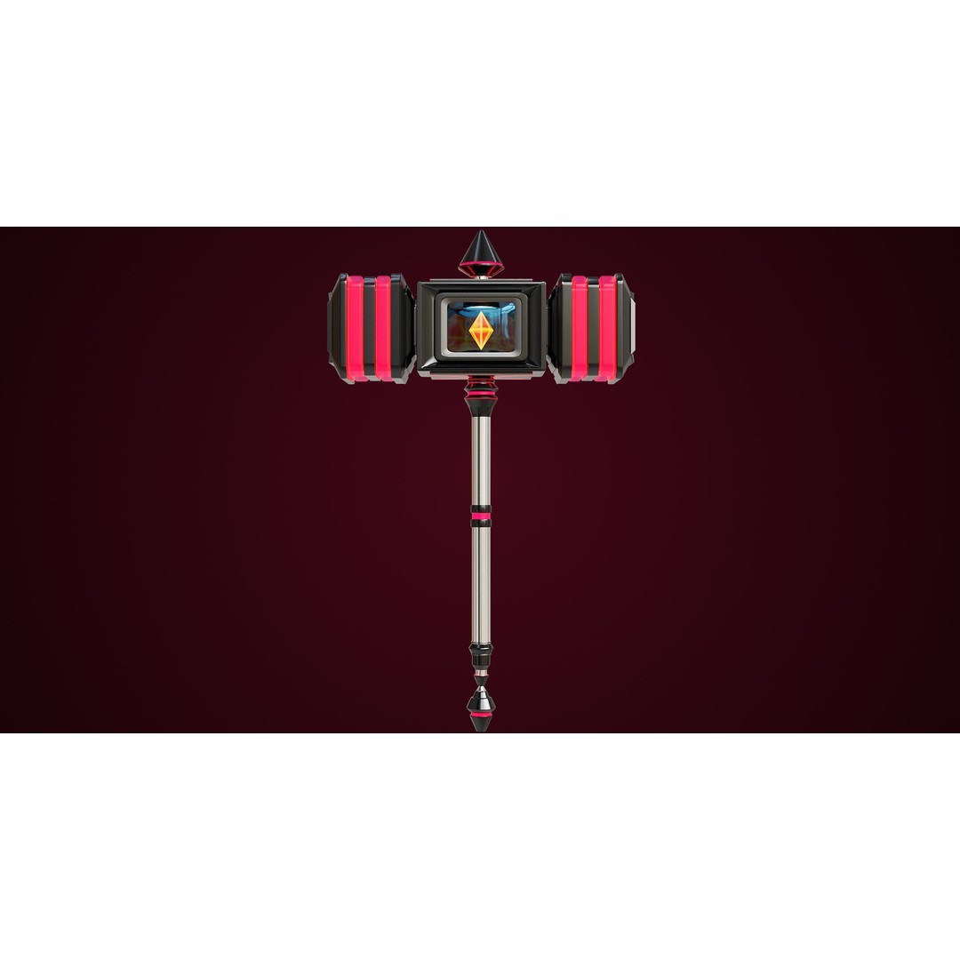 Sci-Fi Battle Hammer 3D Model – Low Poly Game Asset, PBR Textures - View 3