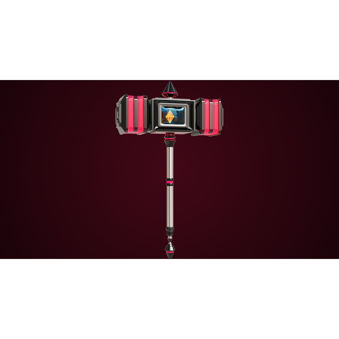 Sci-Fi Battle Hammer 3D Model – Low Poly Game Asset, PBR Textures - View 4