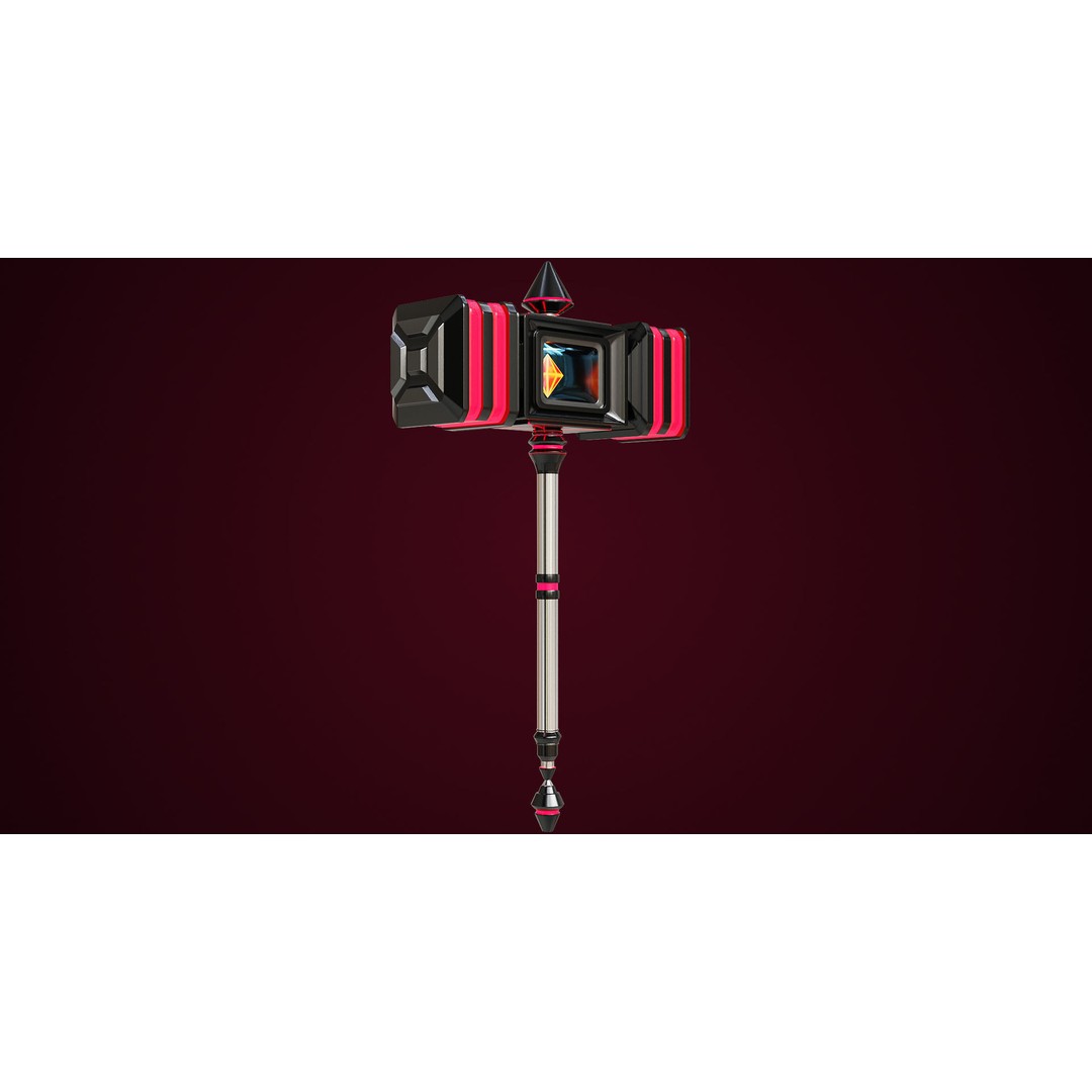 Sci-Fi Battle Hammer 3D Model – Low Poly Game Asset, PBR Textures - View 5