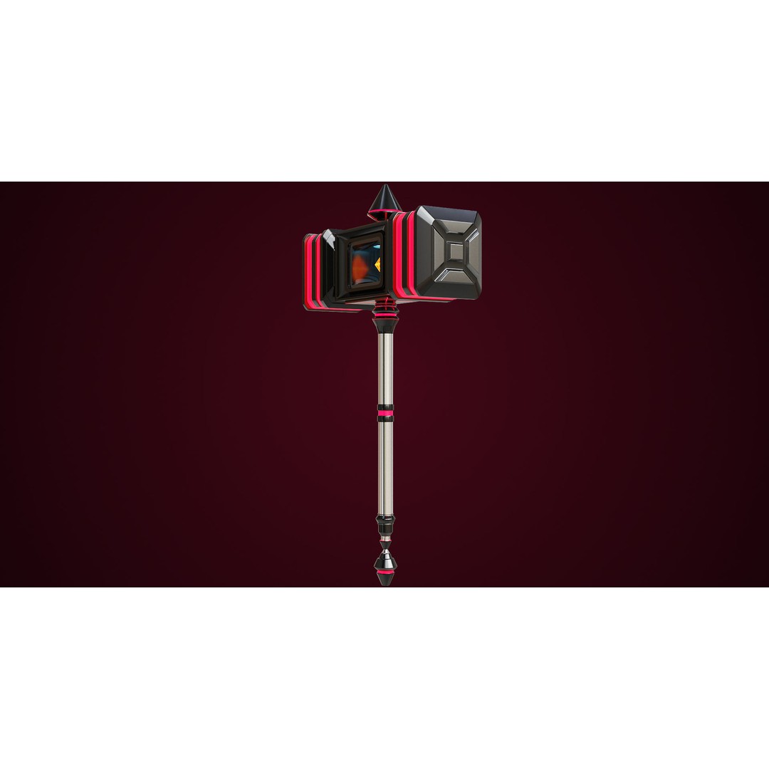 Sci-Fi Battle Hammer 3D Model – Low Poly Game Asset, PBR Textures - View 7