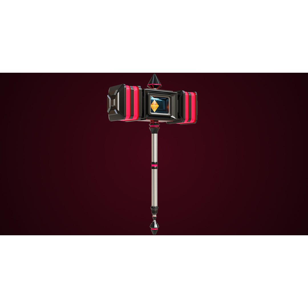Sci-Fi Battle Hammer 3D Model – Low Poly Game Asset, PBR Textures - View 8