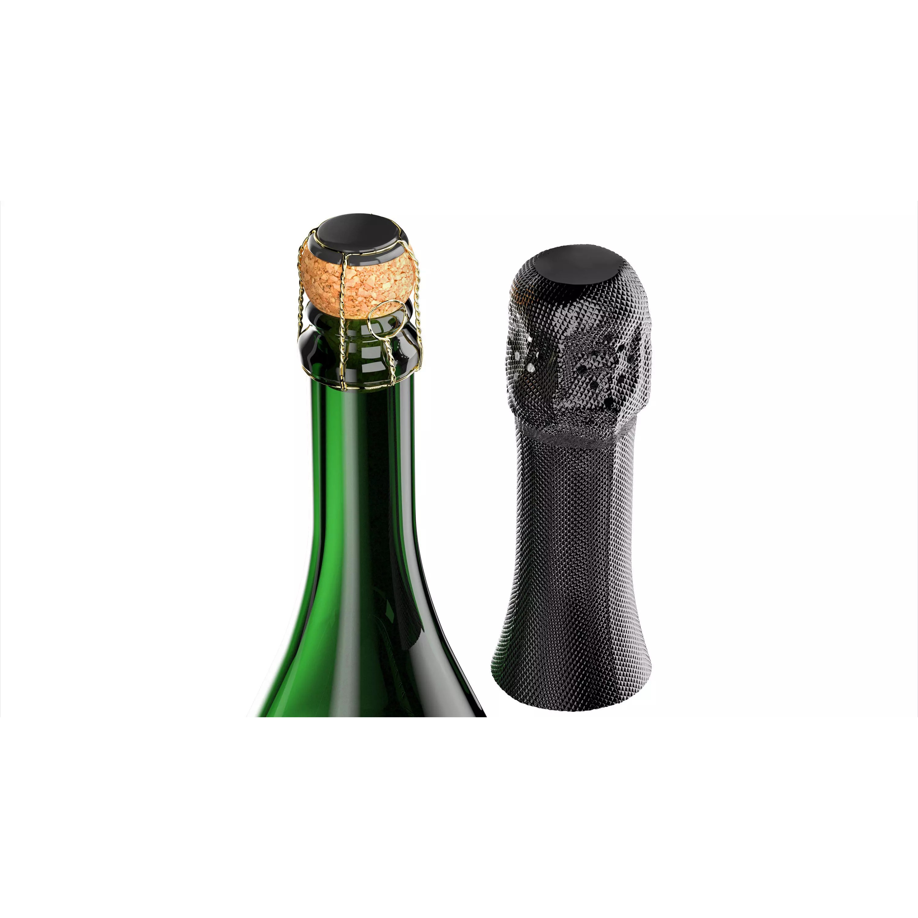 Champagne Bottle - High-Poly 3D Model - View 3