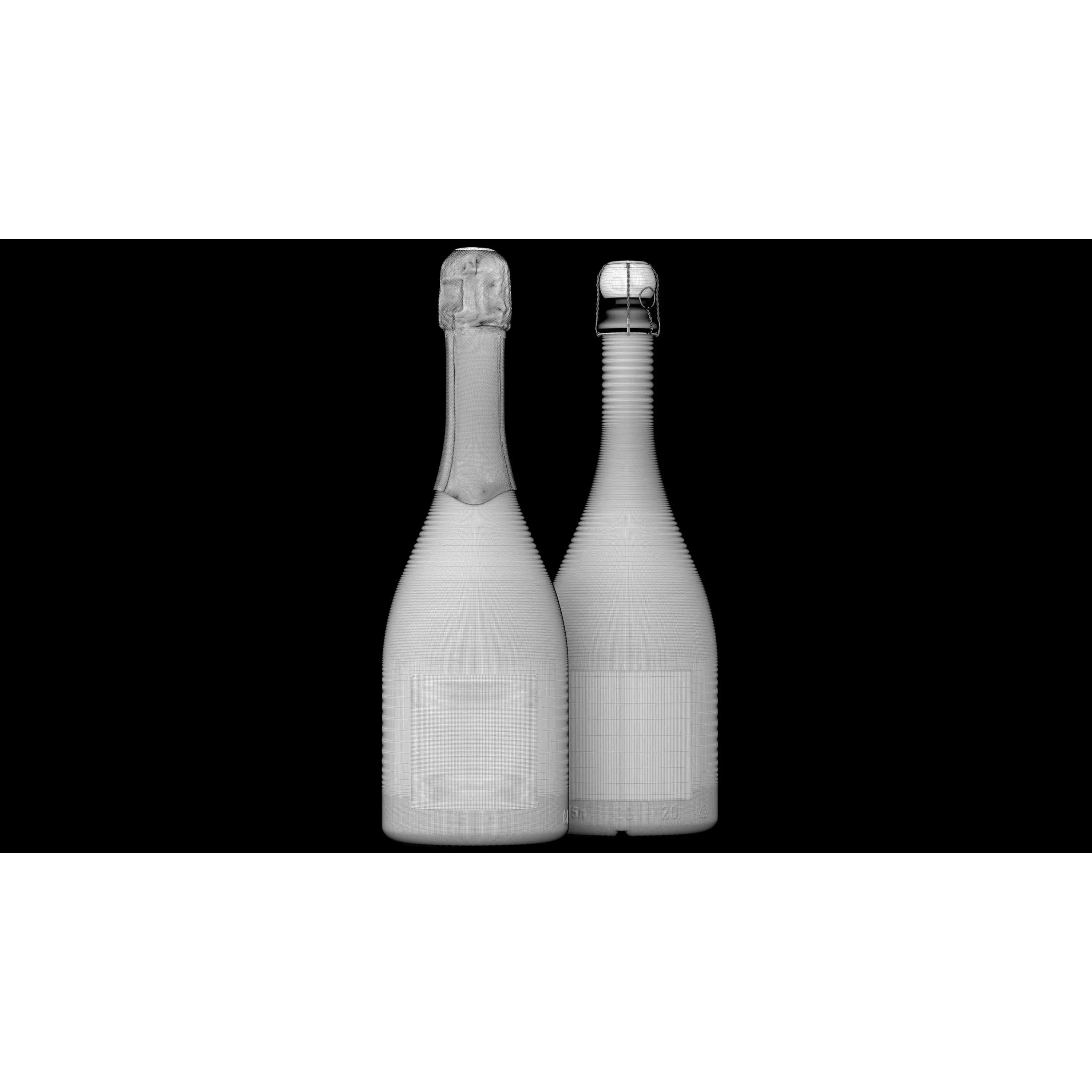 Champagne Bottle - High-Poly 3D Model - View 7