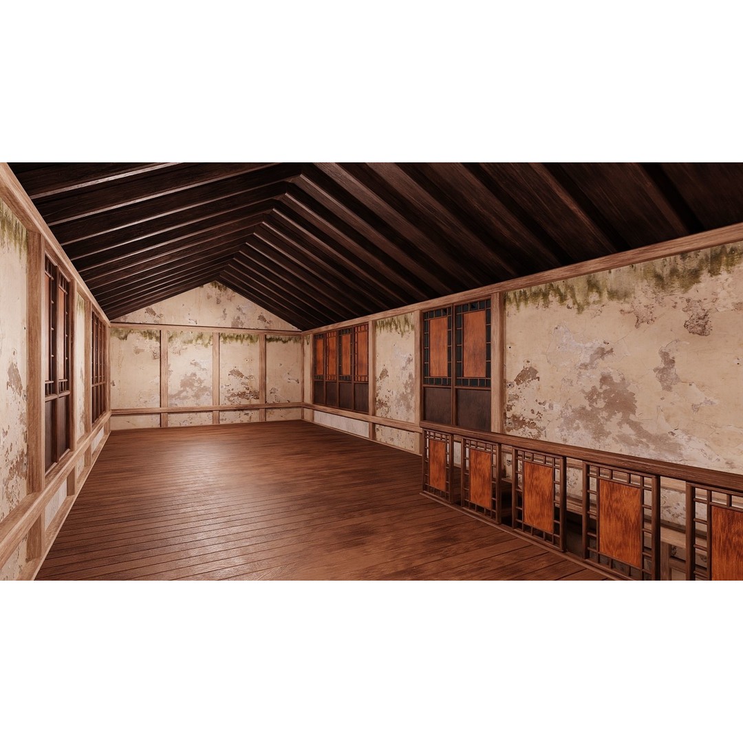 Old Japanese Buildings 3D Model – Low Poly Game Ready, FBX, OBJ - View 23