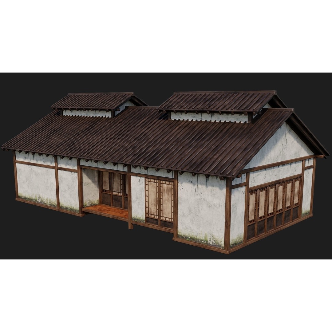 Old Japanese Buildings 3D Model – Low Poly Game Ready, FBX, OBJ - View 33