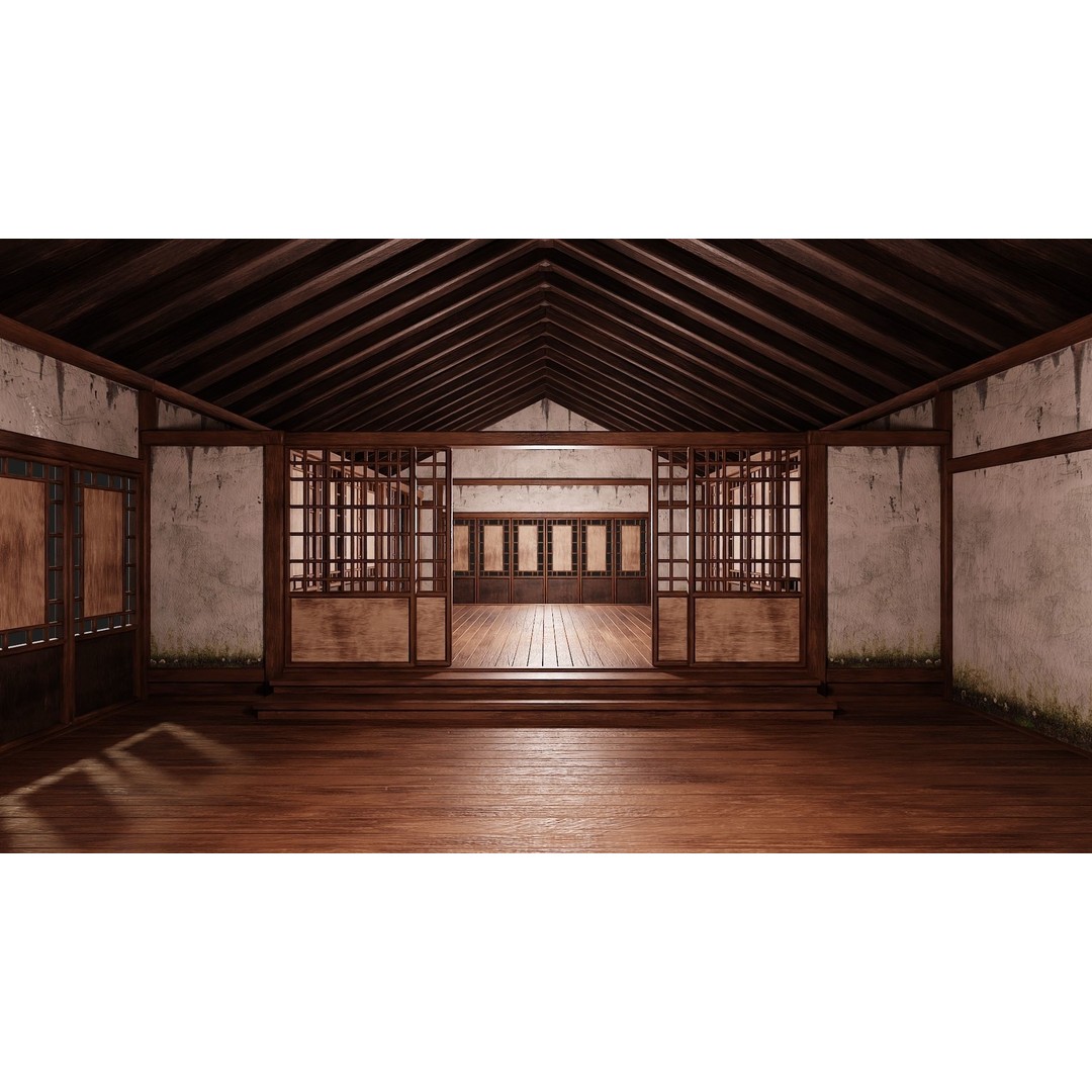 Old Japanese Buildings 3D Model – Low Poly Game Ready, FBX, OBJ - View 34