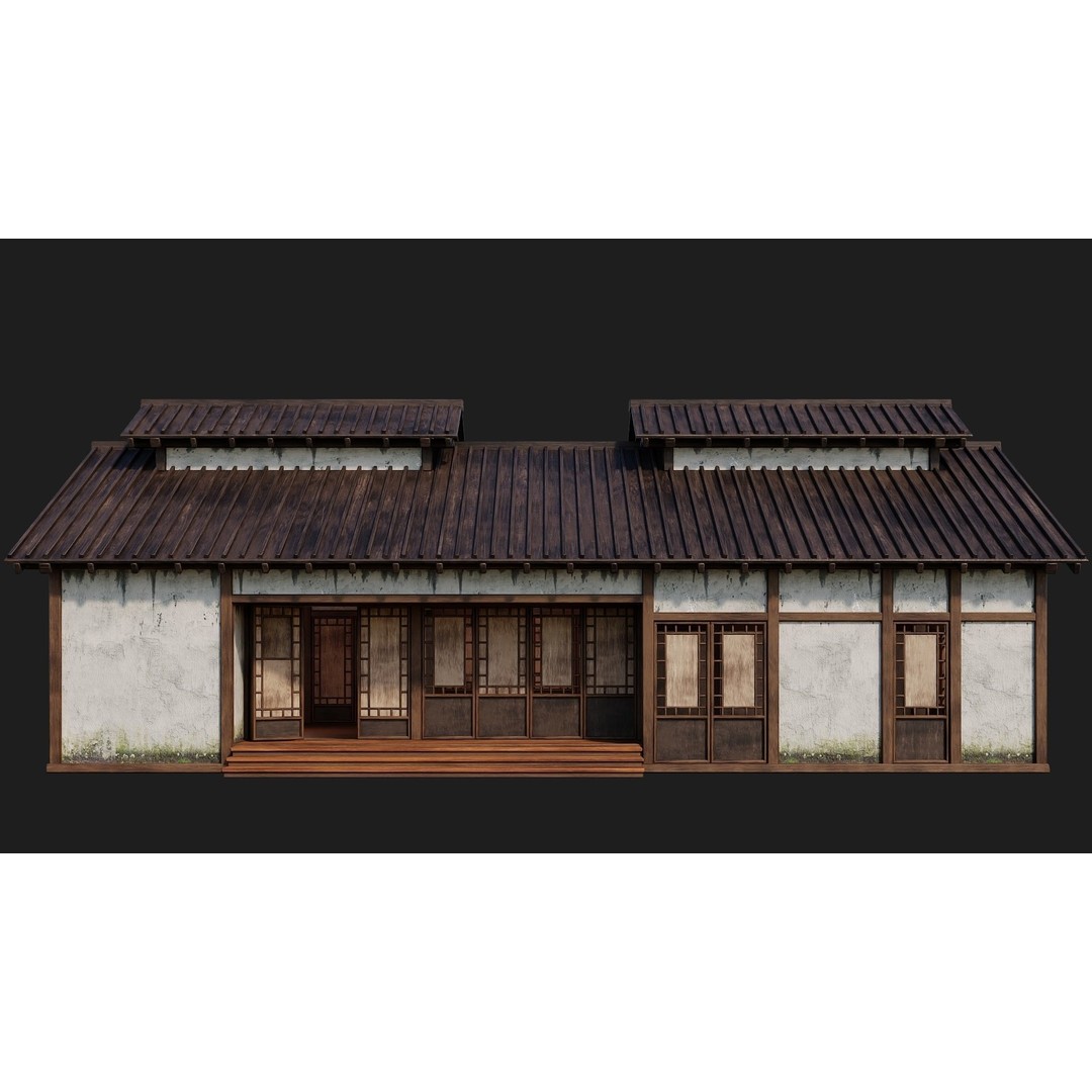 Old Japanese Buildings 3D Model – Low Poly Game Ready, FBX, OBJ - View 39
