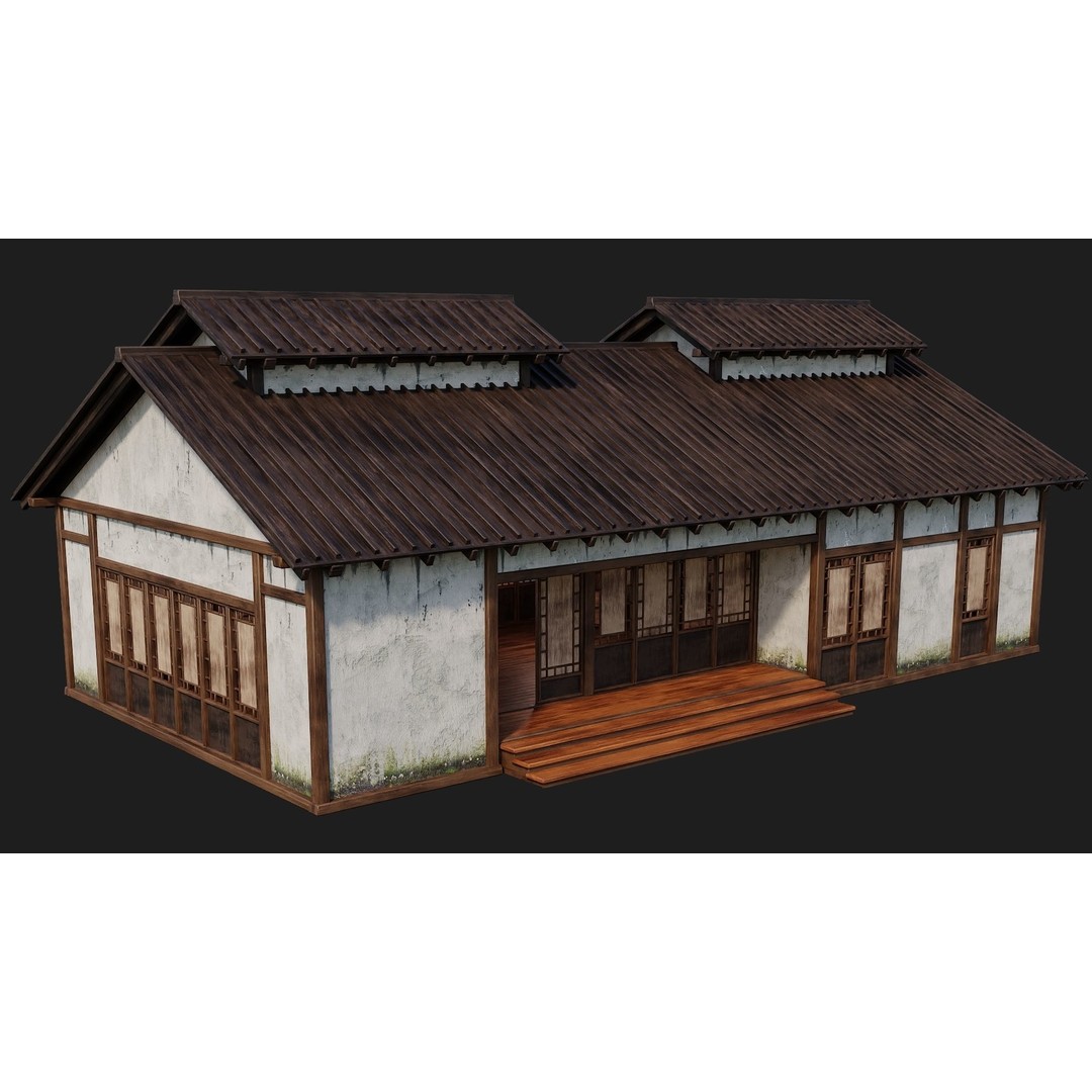 Old Japanese Buildings 3D Model – Low Poly Game Ready, FBX, OBJ - View 41