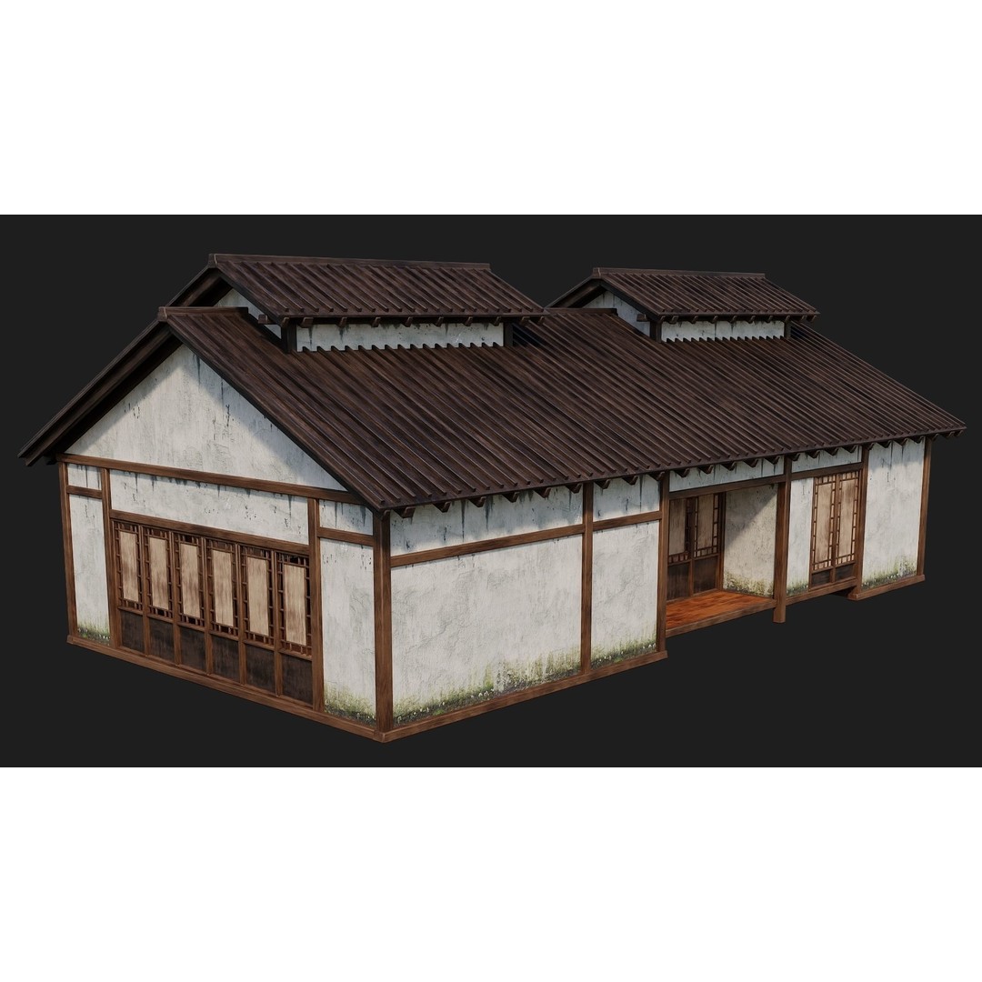 Old Japanese Buildings 3D Model – Low Poly Game Ready, FBX, OBJ - View 43
