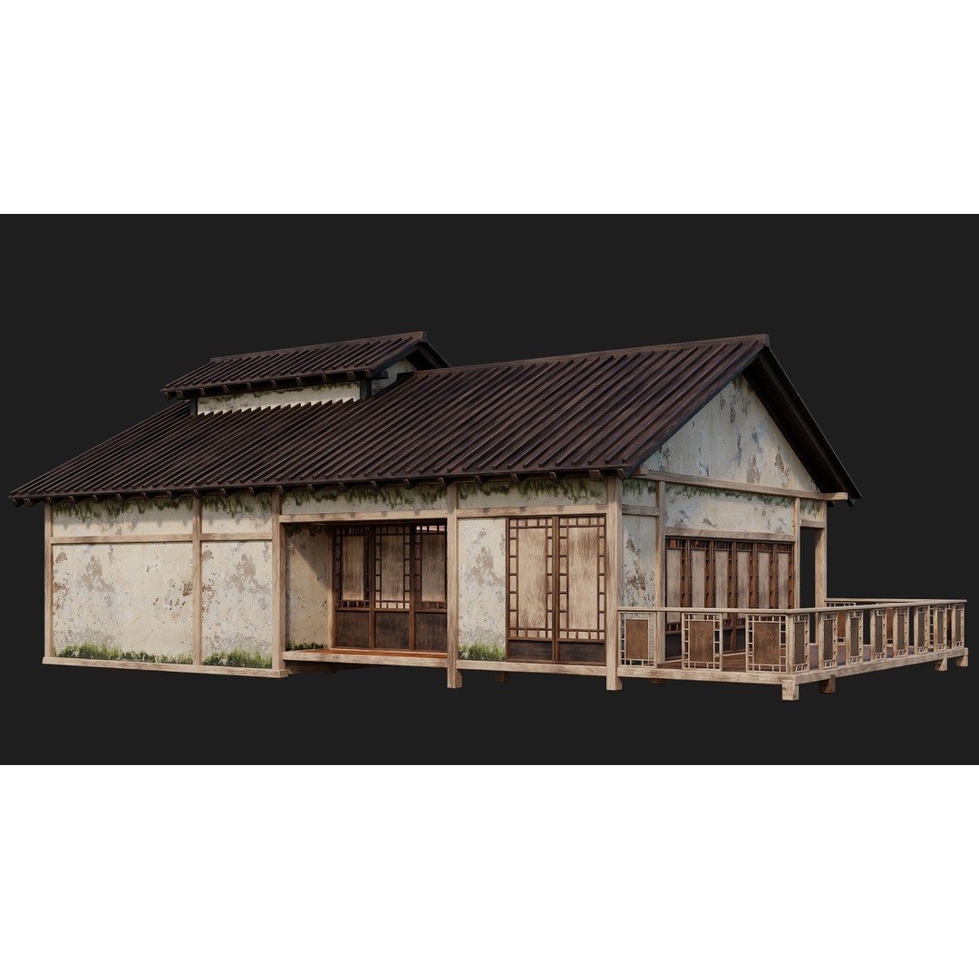 Old Japanese Buildings 3D Model – Low Poly Game Ready, FBX, OBJ - View 49