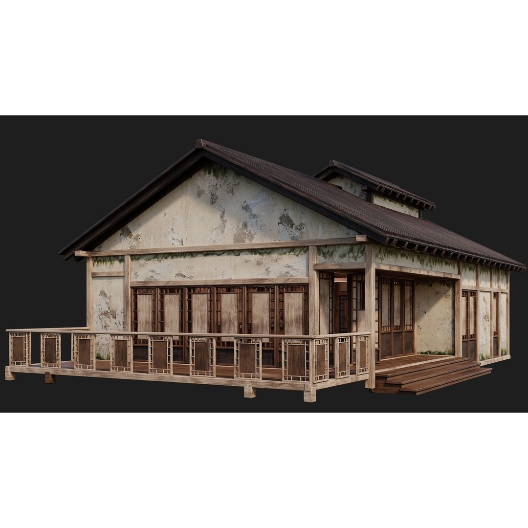 Old Japanese Buildings 3D Model – Low Poly Game Ready, FBX, OBJ - View 51