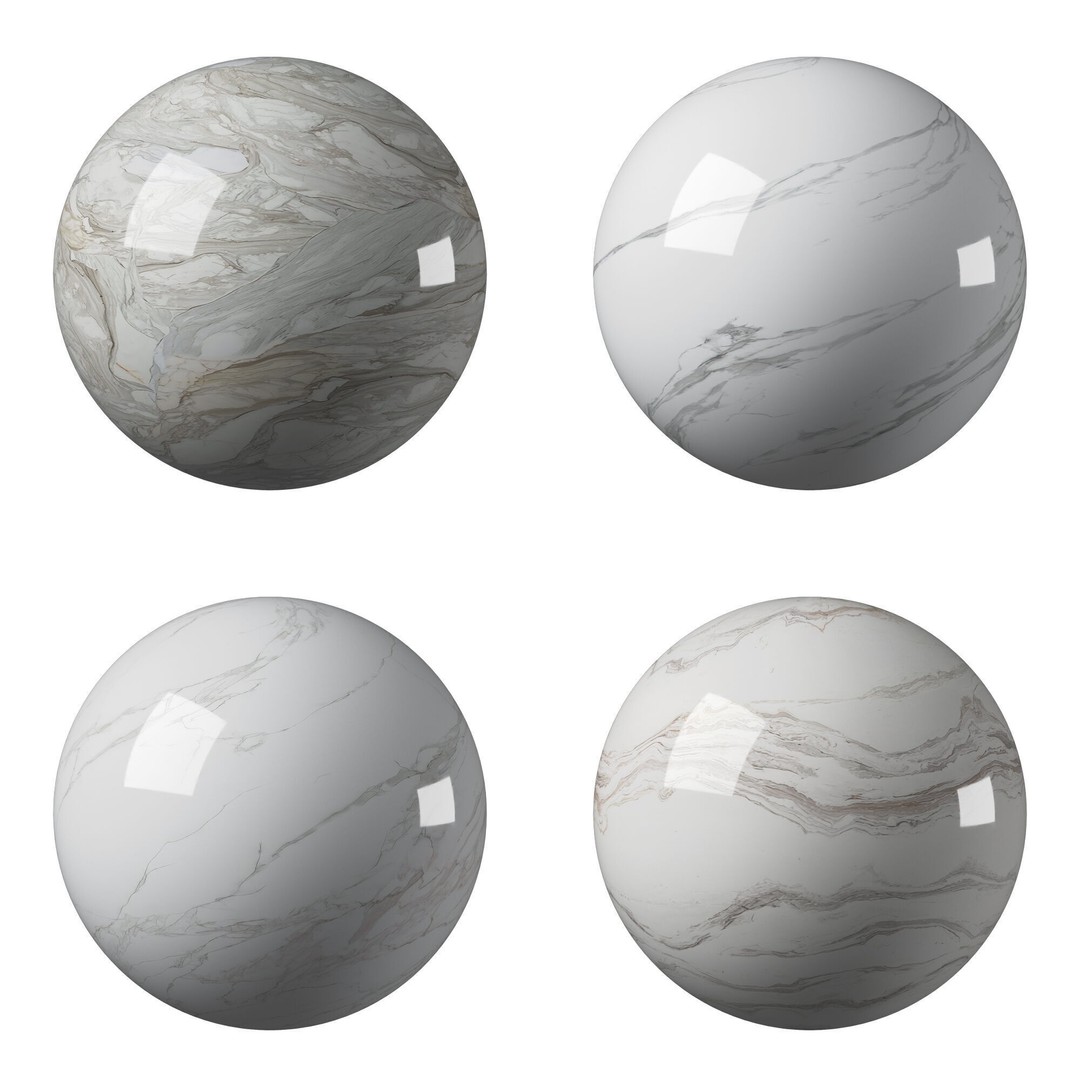 Marble Porcelain Tiles Set 3D Model – PBR Textures, Various Sizes - View 3