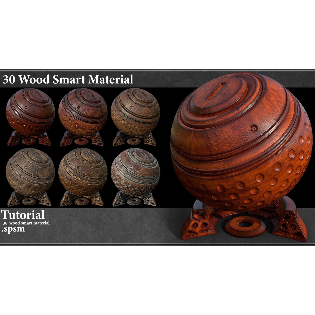 30 Wood Smart Material 3D Model – Textures for Substance Painter - View 3
