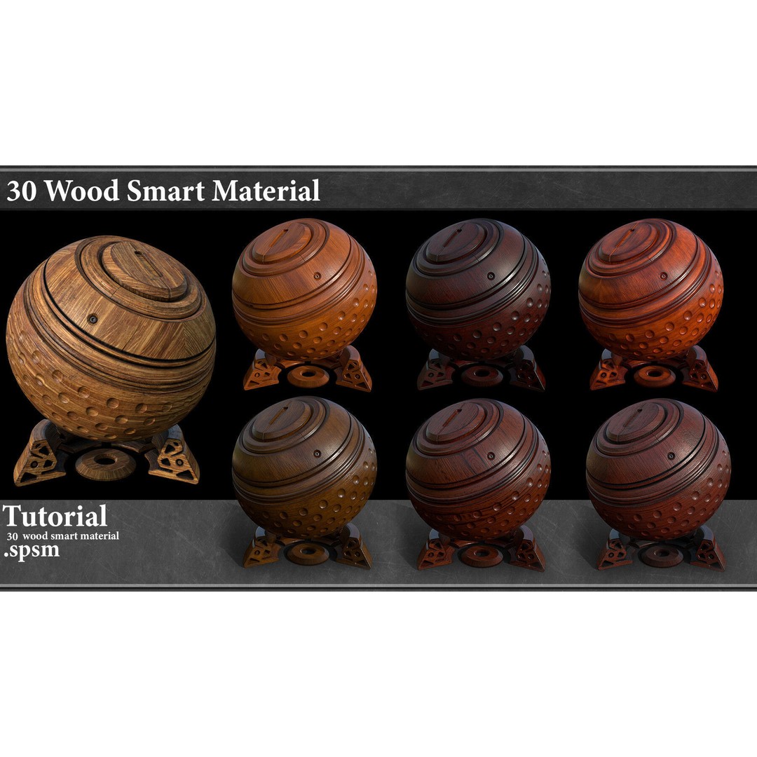 30 Wood Smart Material 3D Model – Textures for Substance Painter - View 4