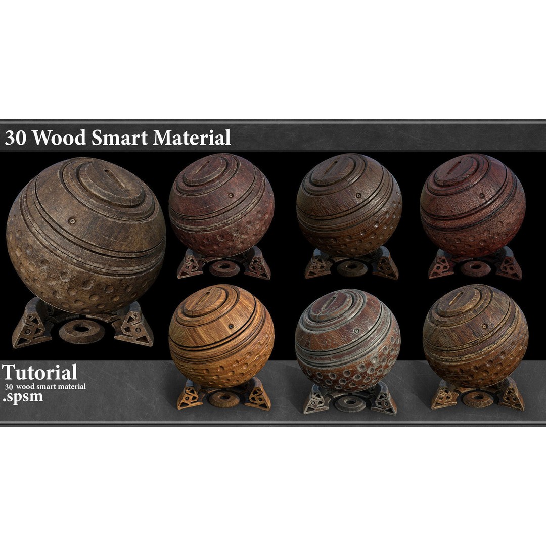 30 Wood Smart Material 3D Model – Textures for Substance Painter - View 6