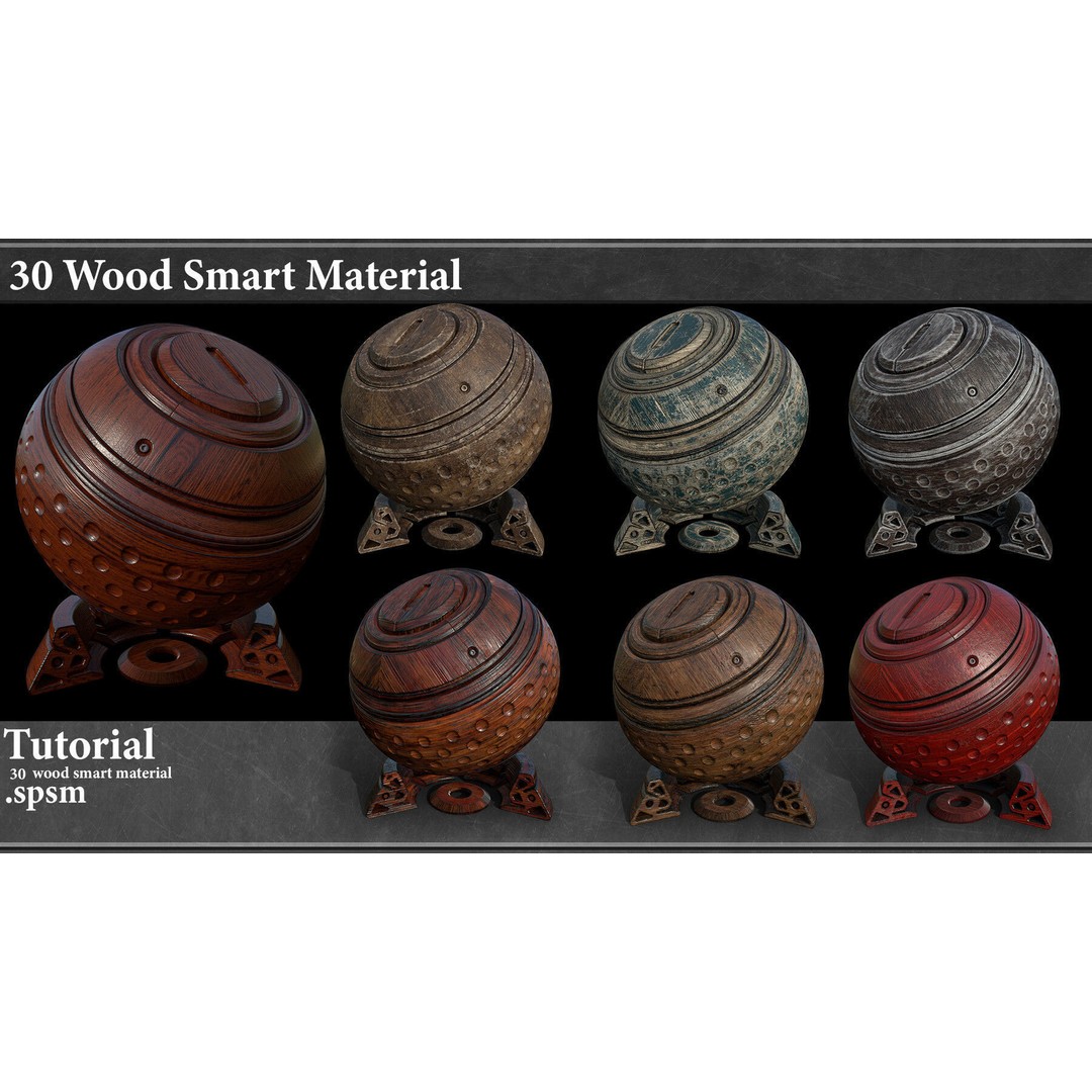 30 Wood Smart Material 3D Model – Textures for Substance Painter - View 8