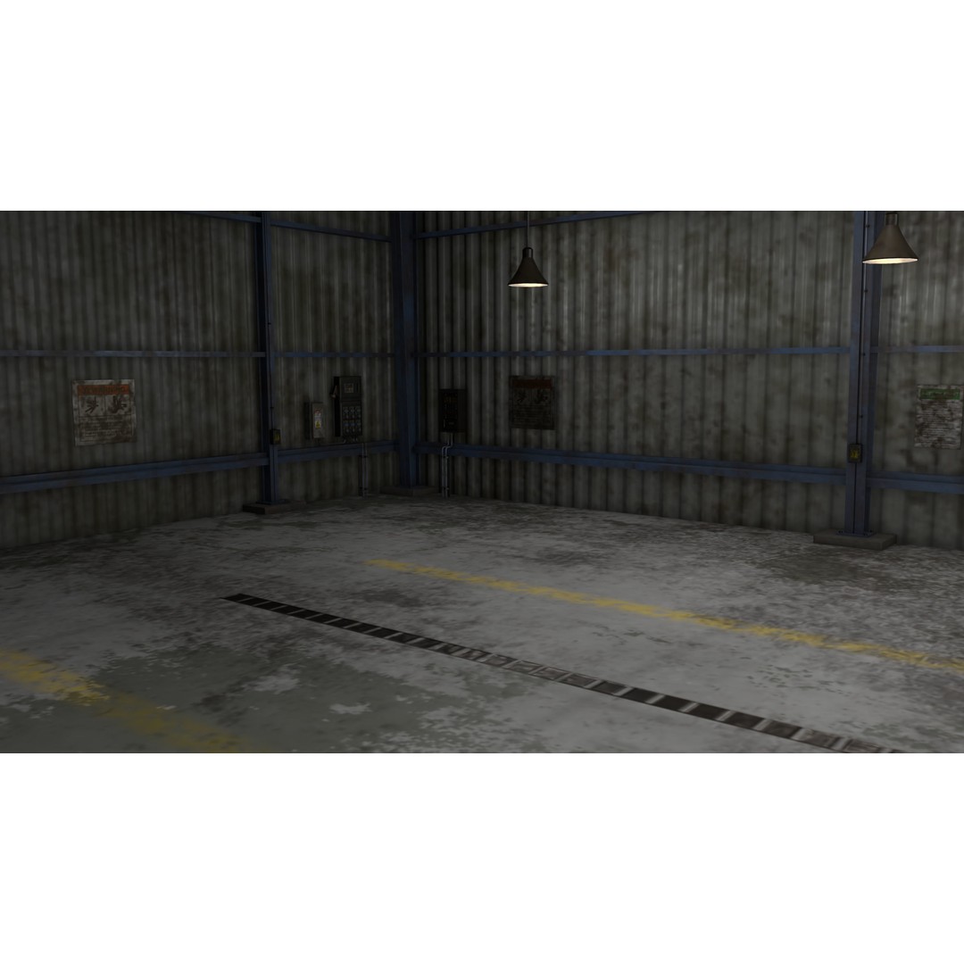 Old Dirty Garage 3D Model – Low Poly PBR Game Asset, FBX, OBJ - View 18