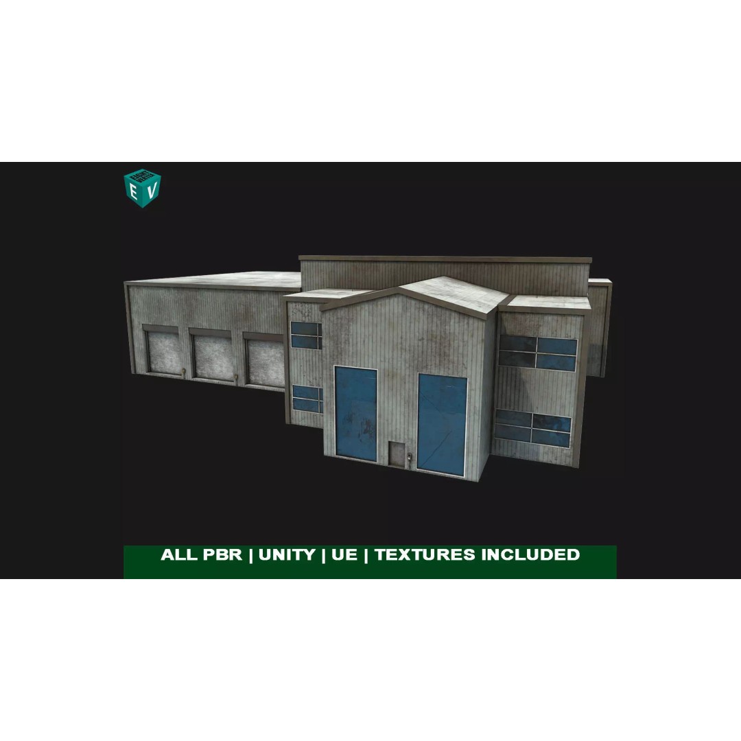 Old Dirty Garage 3D Model – Low Poly PBR Game Asset, FBX, OBJ - View 2