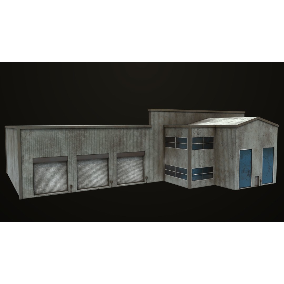 Old Dirty Garage 3D Model – Low Poly PBR Game Asset, FBX, OBJ - View 5