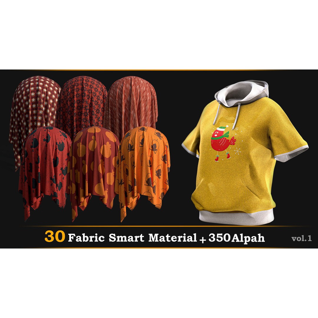 30 Fabric Smart Materials 3D Model – Cute Alpha Textures, 4K - View 3