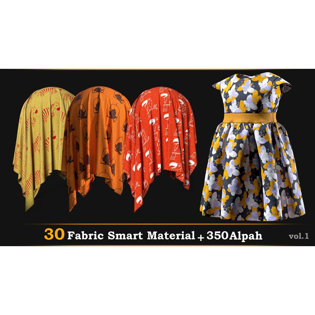 30 Fabric Smart Materials 3D Model – Cute Alpha Textures, 4K - View 4