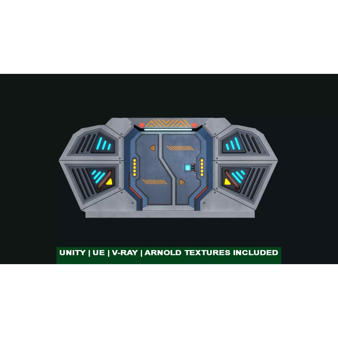 Sci-Fi Door 3D Model – Low Poly Game Asset, PBR Textures Included - View 2