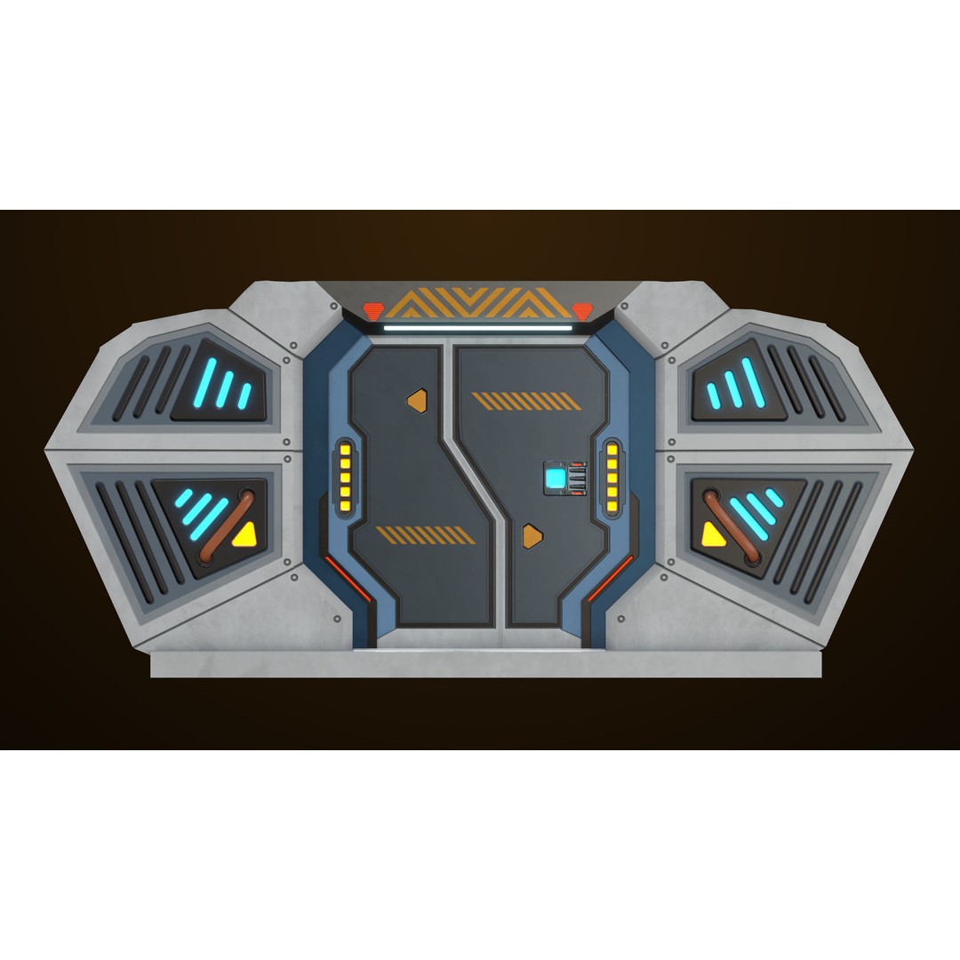 Sci-Fi Door 3D Model – Low Poly Game Asset, PBR Textures Included - View 3