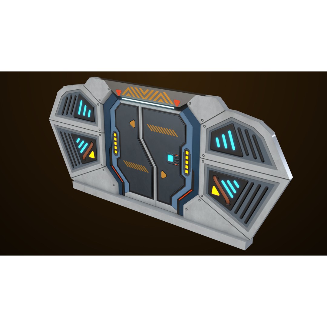 Sci-Fi Door 3D Model – Low Poly Game Asset, PBR Textures Included - View 4