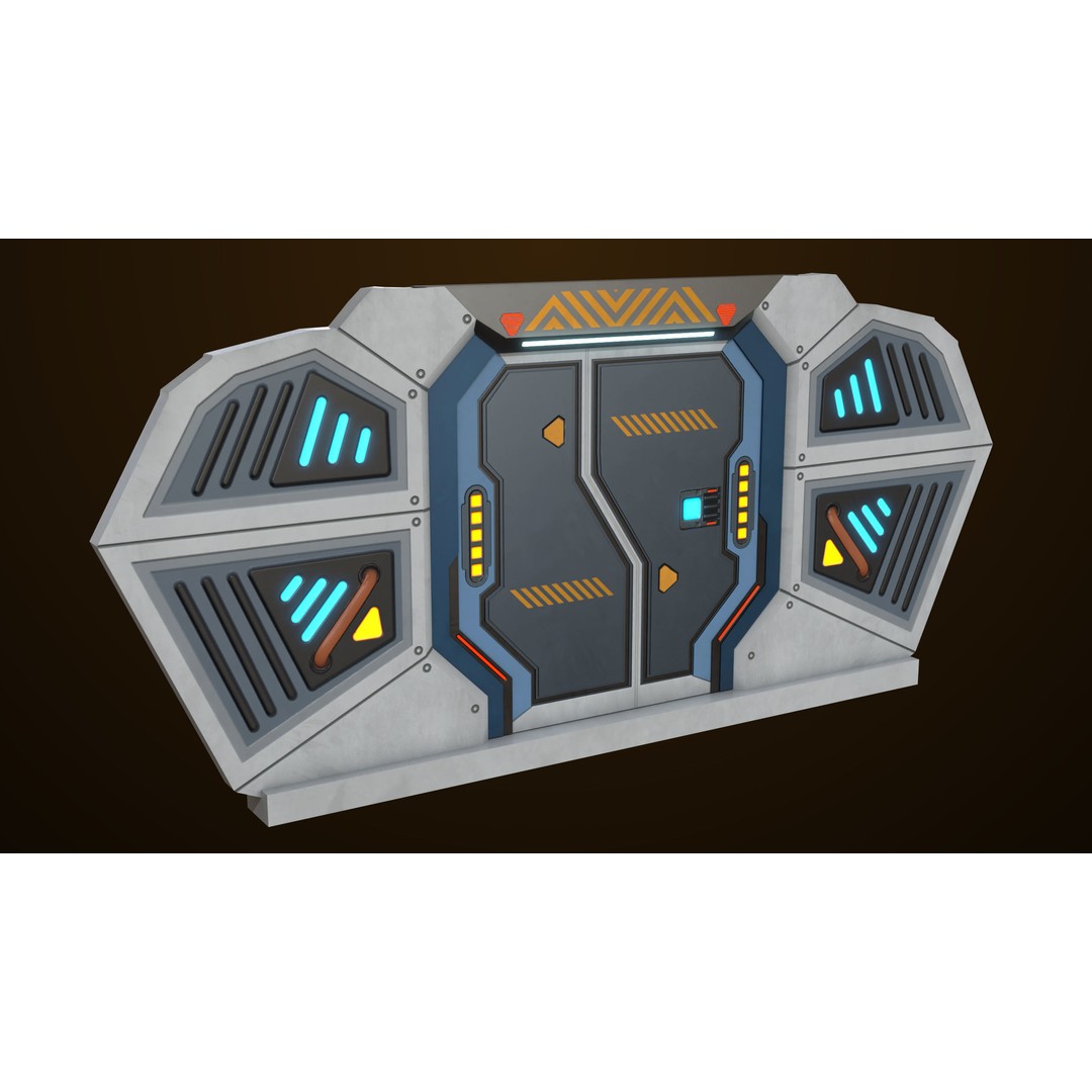 Sci-Fi Door 3D Model – Low Poly Game Asset, PBR Textures Included - View 6