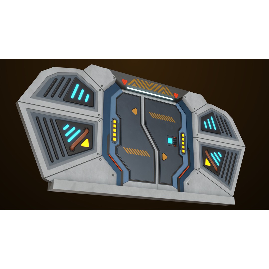 Sci-Fi Door 3D Model – Low Poly Game Asset, PBR Textures Included - View 8