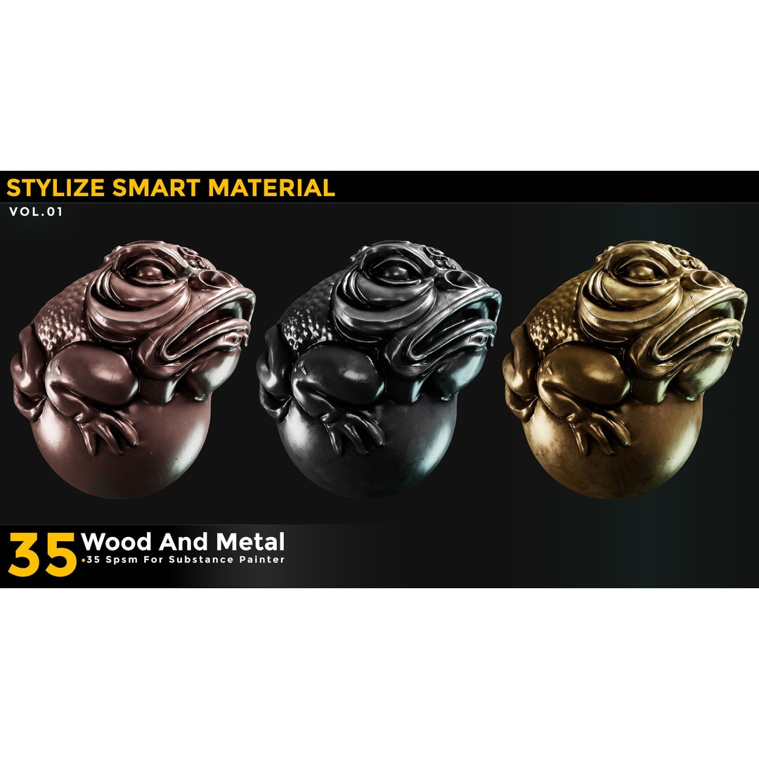 Stylized Smart Materials 3D Model – Wood & Metal Pack, PBR Textures - View 11