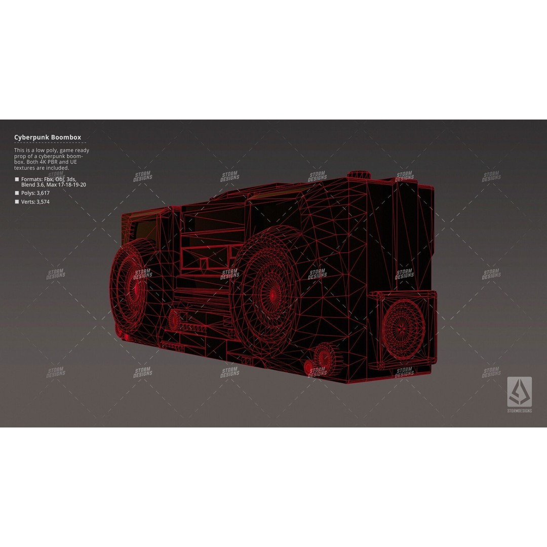 Cyberpunk Radio Boombox 3D Model – Low Poly Game Ready PBR Asset