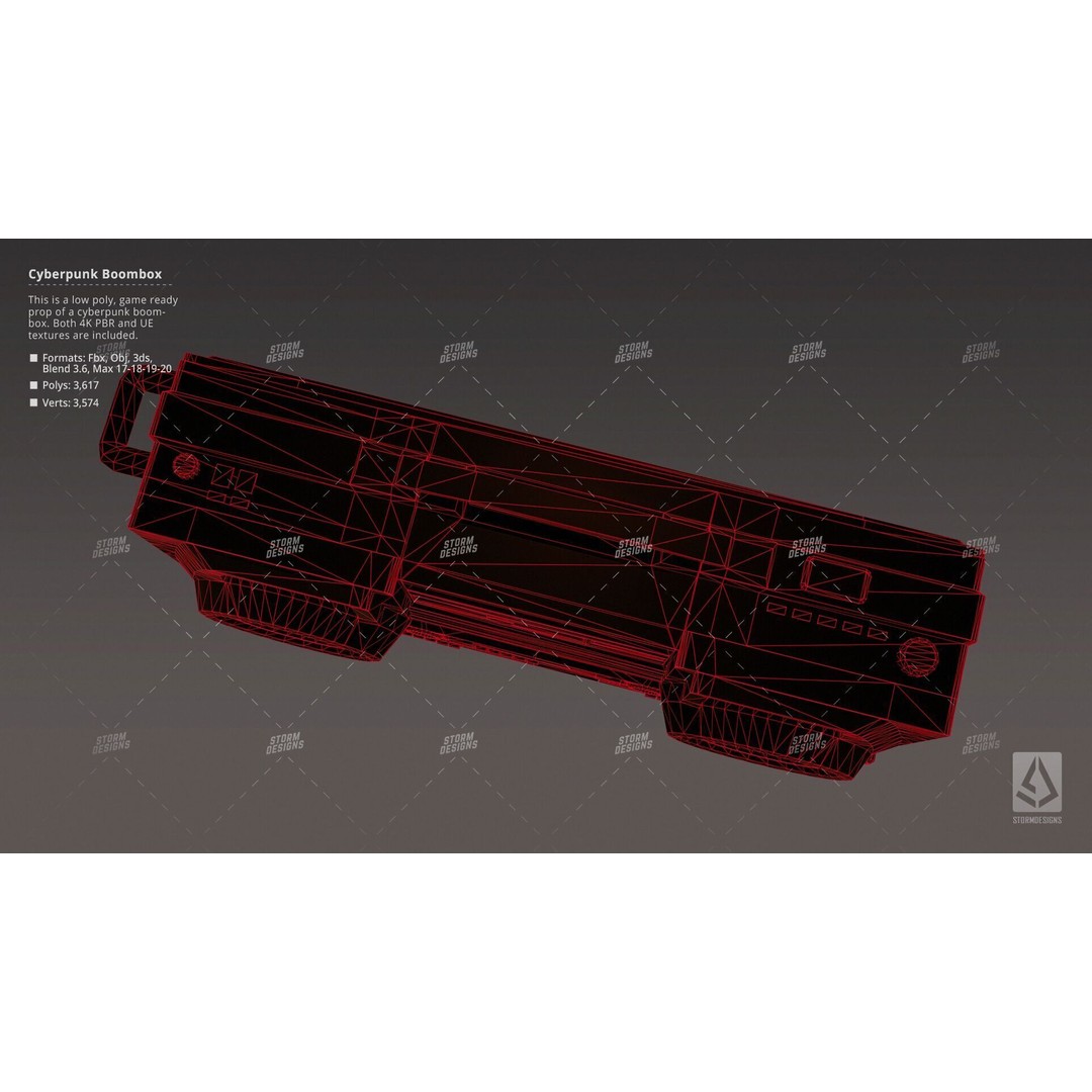 Cyberpunk Radio Boombox 3D Model – Low Poly Game Ready PBR Asset - View 11