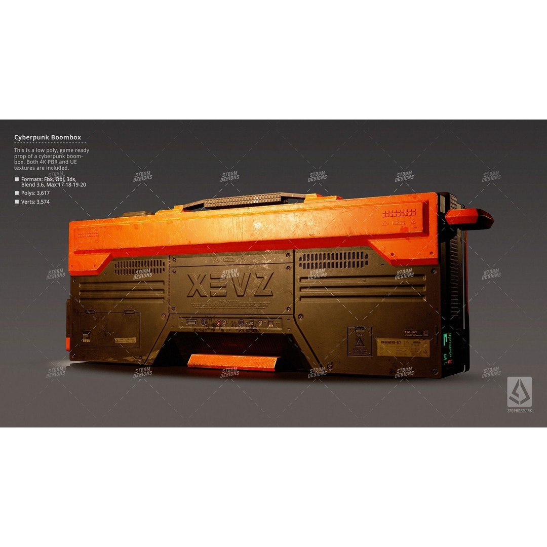 Cyberpunk Radio Boombox 3D Model – Low Poly Game Ready PBR Asset - View 5