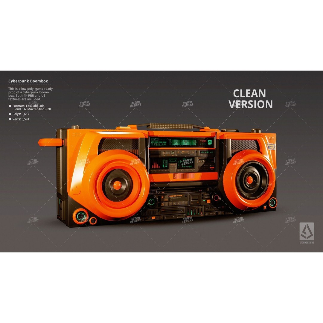 Cyberpunk Radio Boombox 3D Model – Low Poly Game Ready PBR Asset - View 8