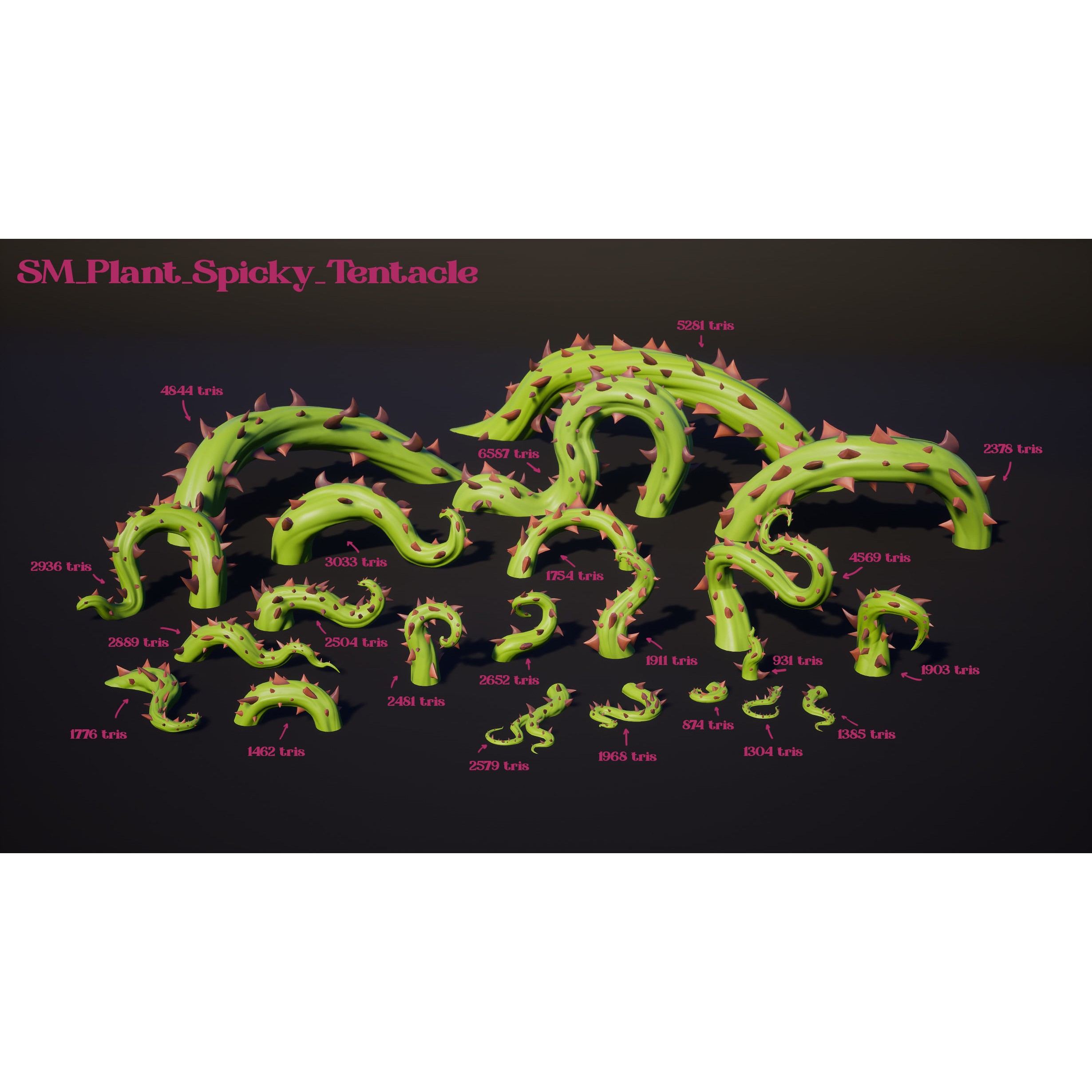 Spiky Plants Pack - Low-Poly Game-Ready 3D Model - View 10