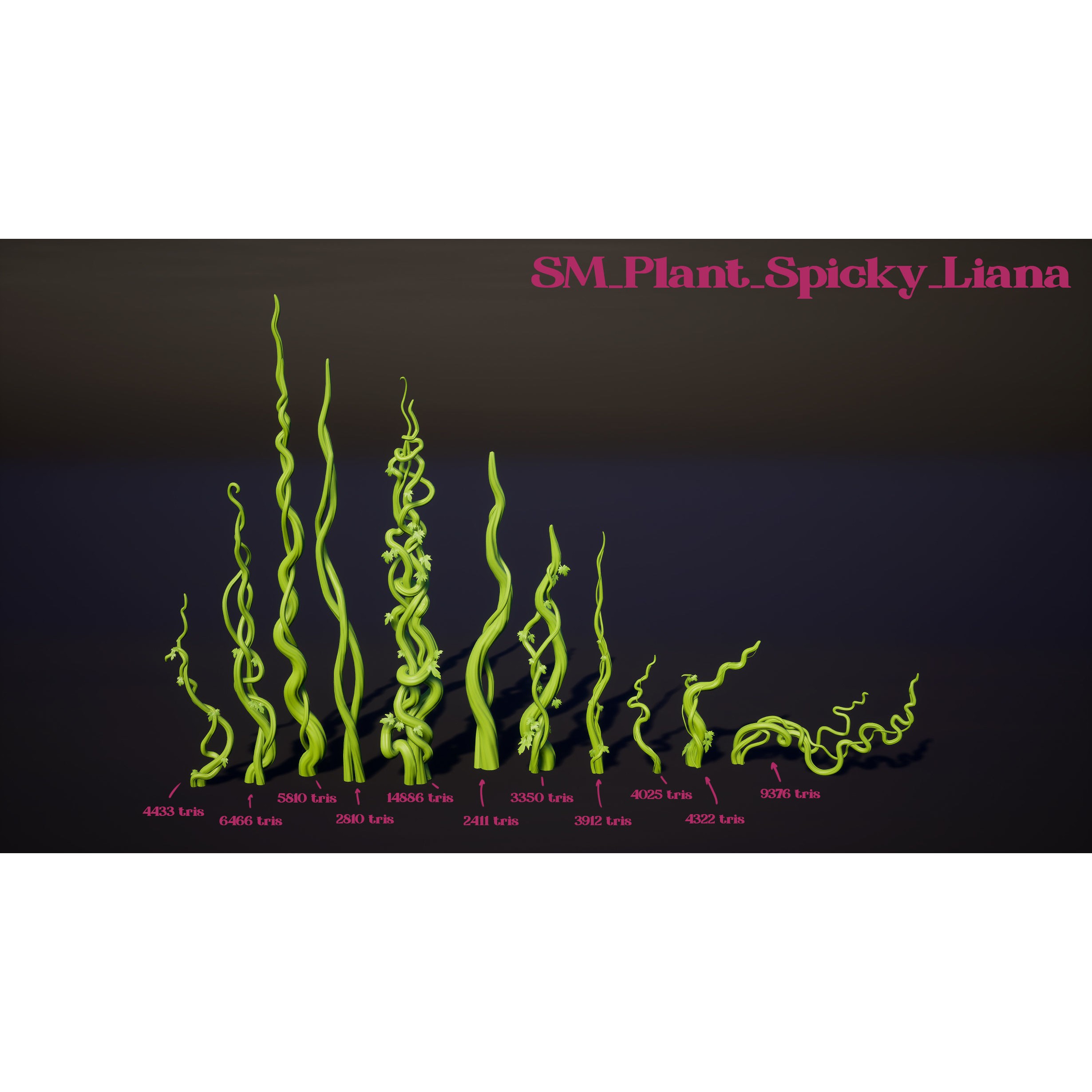Spiky Plants Pack - Low-Poly Game-Ready 3D Model - View 11
