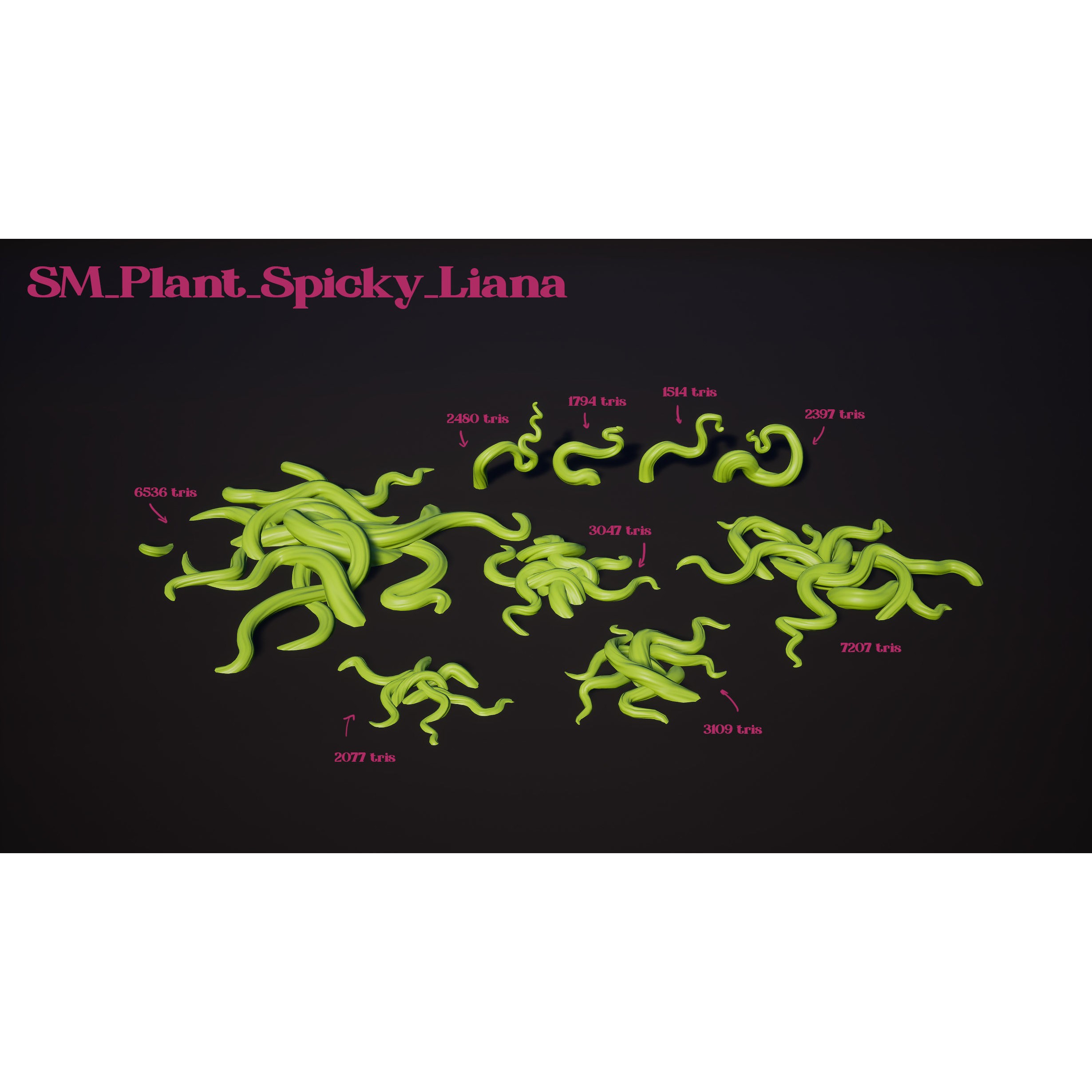 Spiky Plants Pack - Low-Poly Game-Ready 3D Model - View 12